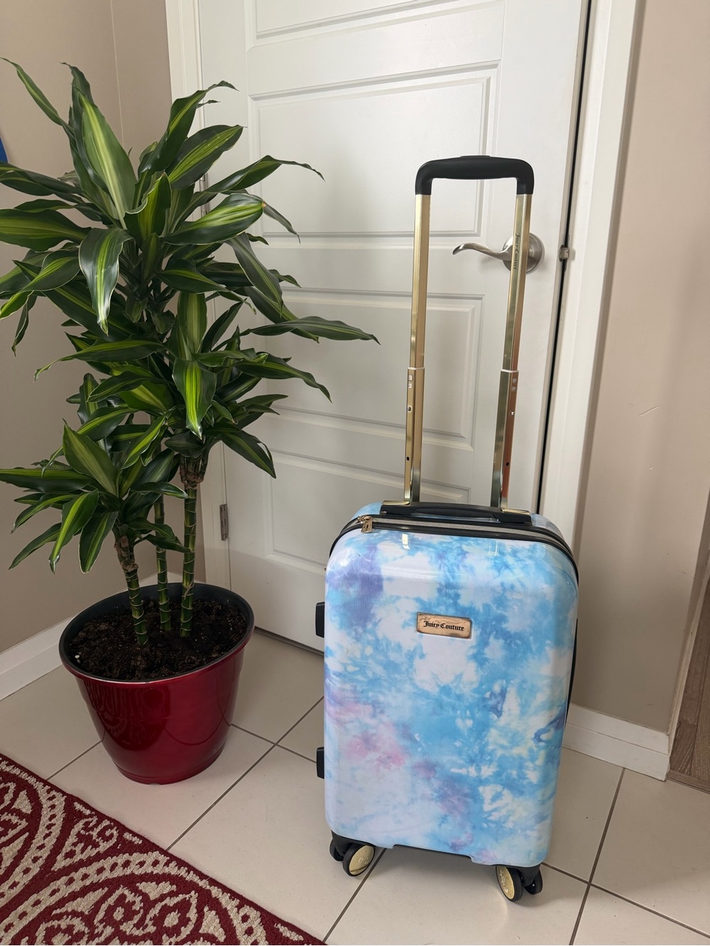 Juicy Couture Blue Tie-Dye Carry-On Spinner Luggage